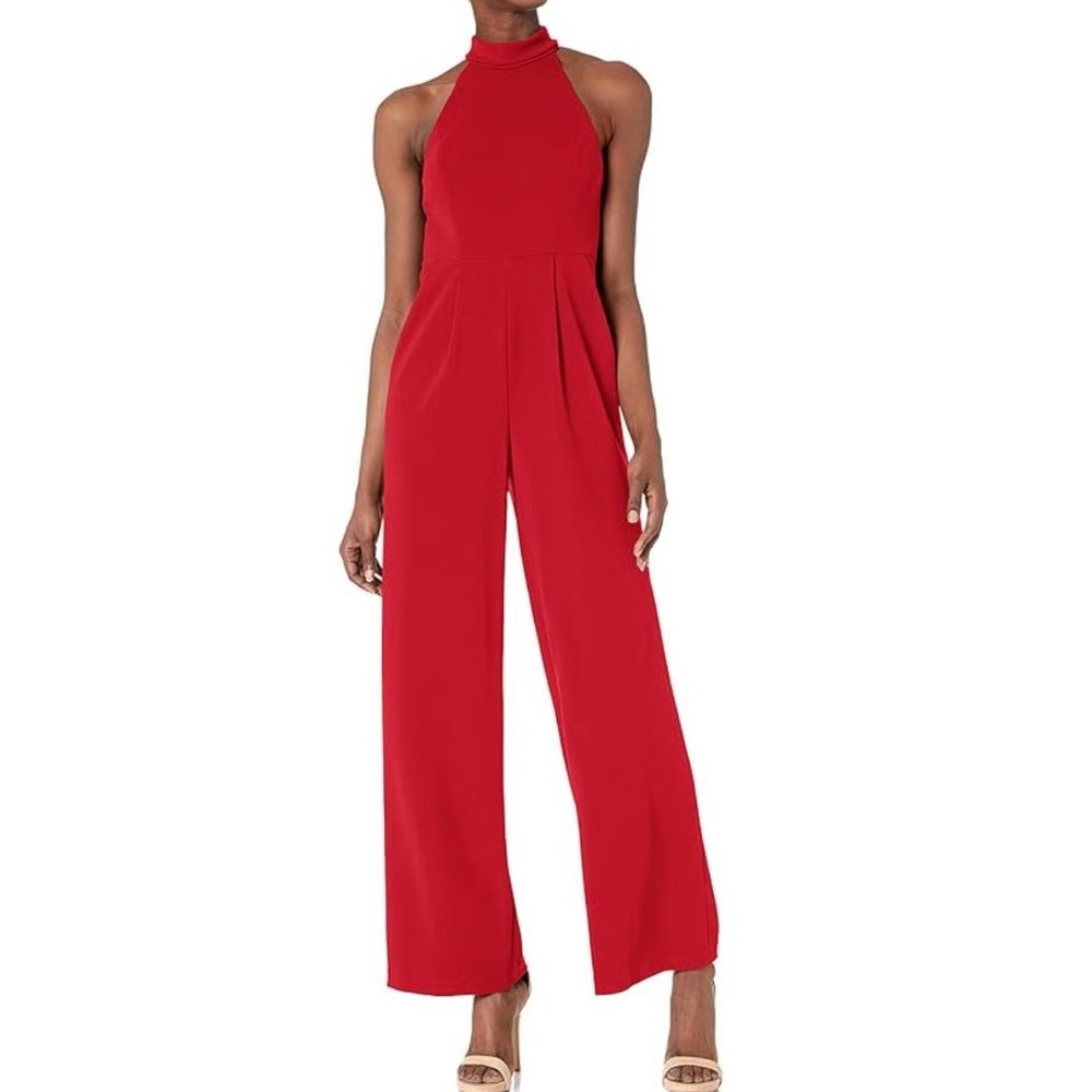 Calvin Klein Vibrant Red Halter Jumpsuit